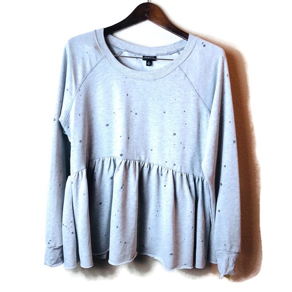 Torrid || Distressed Grayish Peplum Top Blouse - Picture 2 of 7